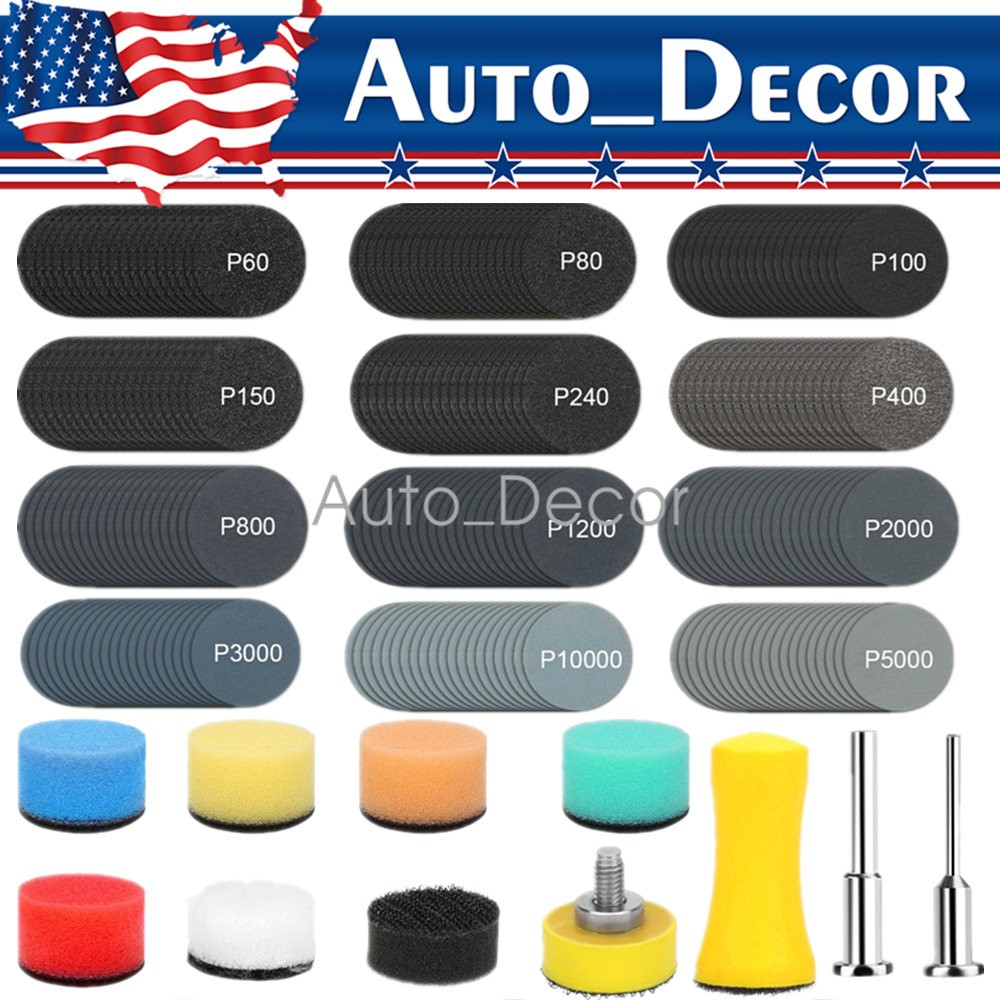 250PCS 1 inch Sanding Discs 60-10000 Grit for Drill Wet Dry Hook Loop Sandpaper