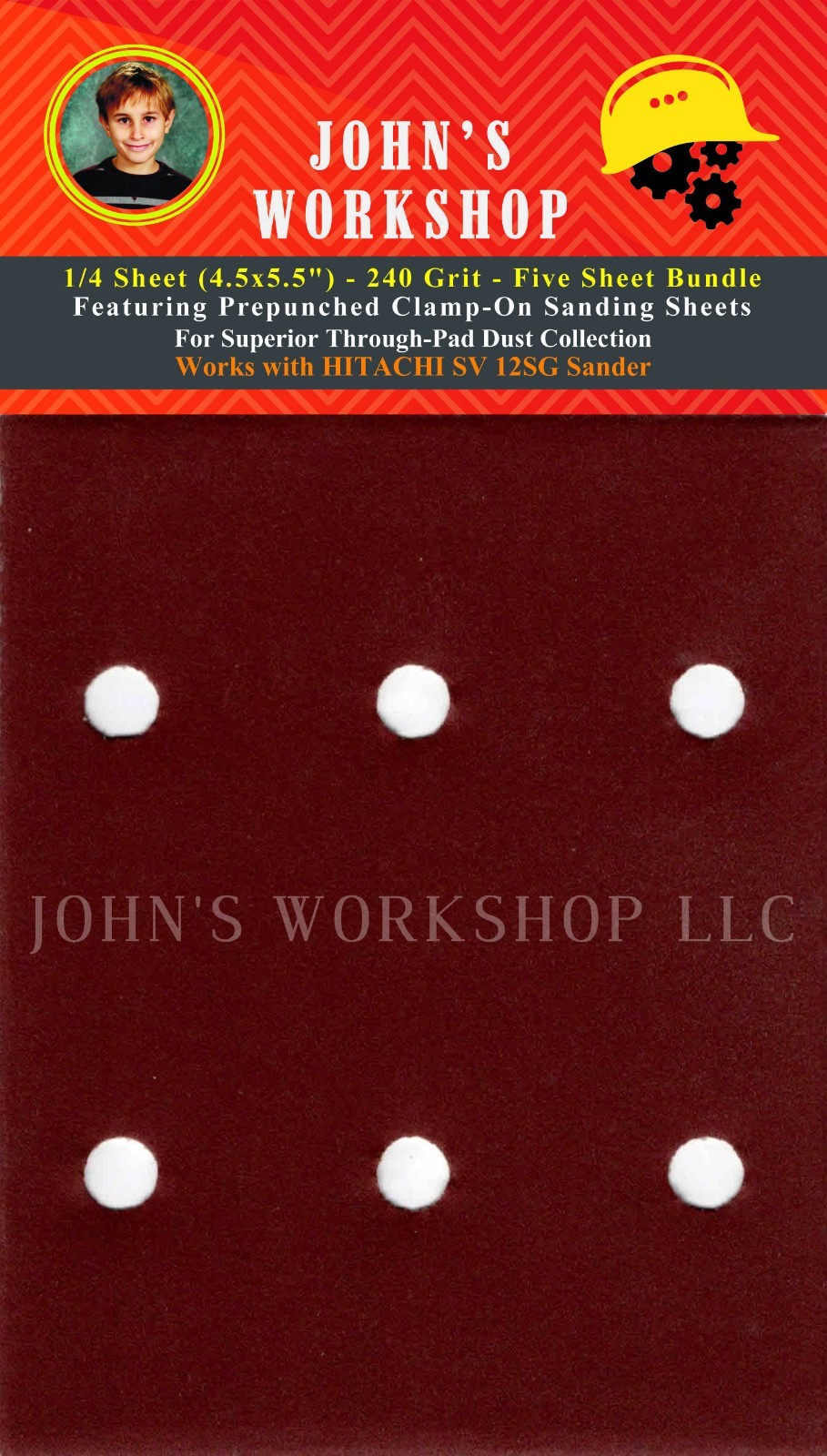 HITACHI SV 12SG – 1/4 Sheet – 240 Grit – No-Slip – 5 Sandpaper Bundle