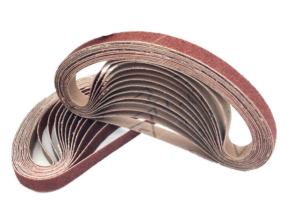 24 Pack 1/2 Inch x 18 Sanding Belts, 80 Grit Aluminum Oxide 80