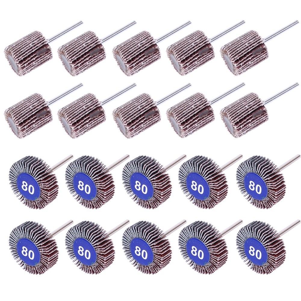 20PCS 80 Grit Flap Wheel Sander Set for Rotary Tools – Ideal for Metal & Wood