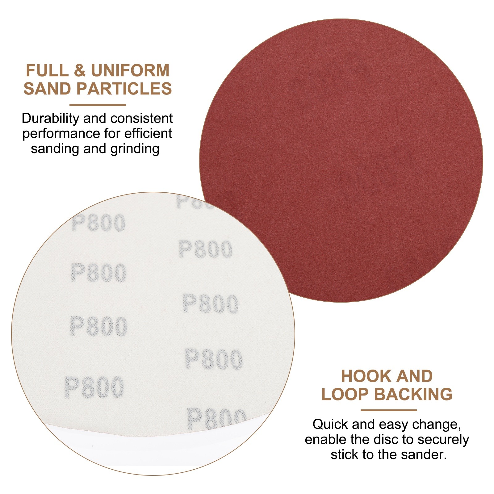 2pcs 10″ Hook and Loop Sanding Discs 800 Grits Aluminum Oxide Sandpapers