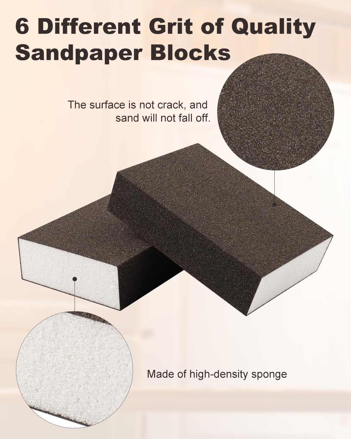 60 Pack Sanding Blocks, Washable and Reusable Sanding Sponge Fine Coarse for …