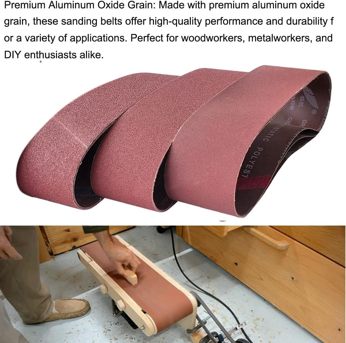 Anti-Static 4″x36″ Sanding Belts Set – 9 PCS with Aluminum Oxide Grits