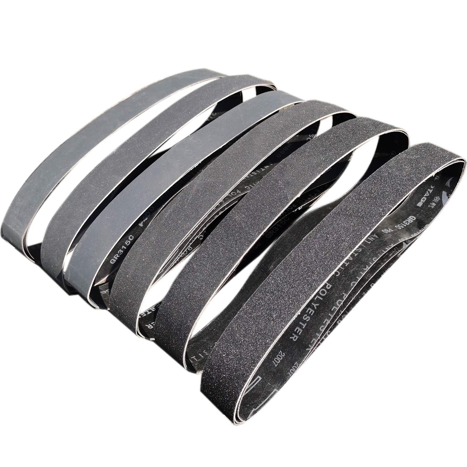 18 Pack 2 x 42 Inch Silicon Carbide Sanding Belts Assortment- 80, 120, 240, 4…
