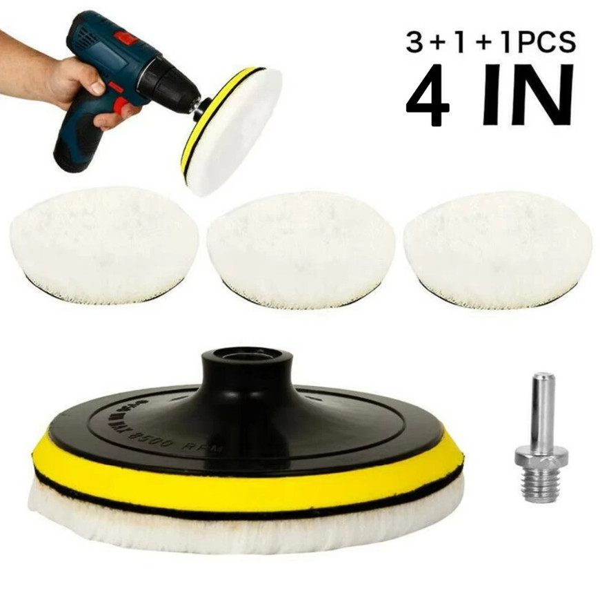 5pcs 4in Flocking Sanding Disc Set Hook & Loop Polishing Pads Kit – NEW