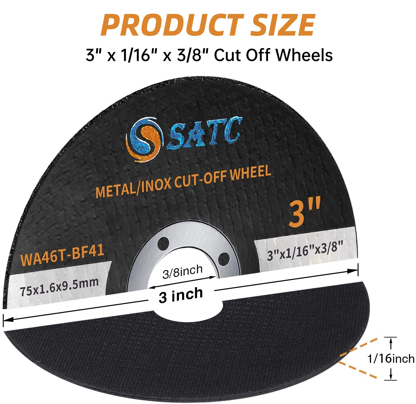 25PCS 3 inch Cut Off Wheels 3/8″ Arbor Die Grinder Metal Cutting Disc Blade Tool