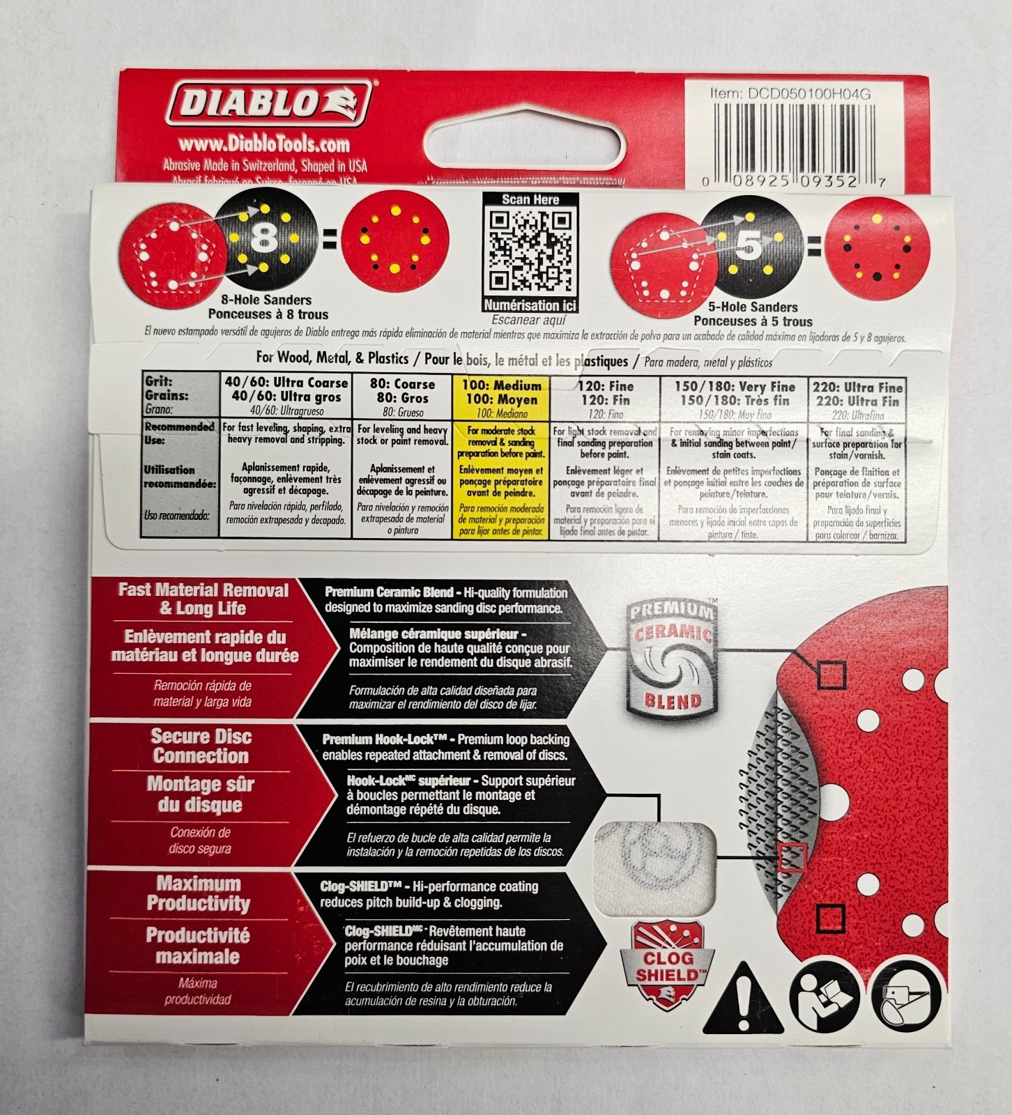 Diablo 5″ Sanding Discs 100grit CASE of 4pk (40 Discs total) DCD050100H04G