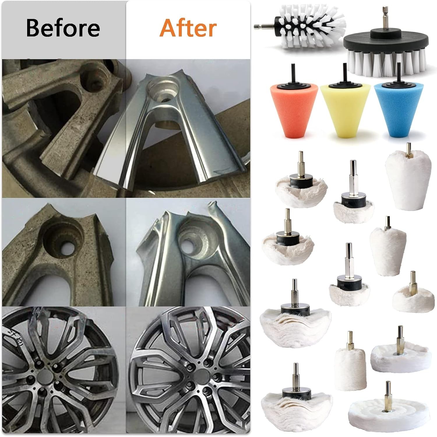 Kit de 17 discos de pulido para taladro, para metal, aluminio, acero inoxidable,