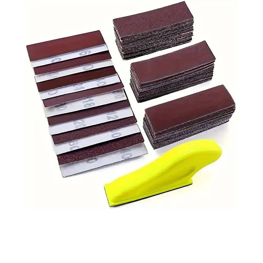 30*93mm Sandpaper kit Self-Adhesive Woodwork Sanding Polishing Pad Manual Tray