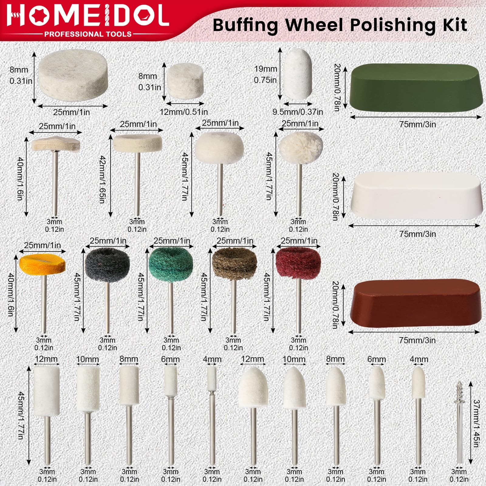 72Pcs Polishing Kit for Dremel Buffing Wheels with Polishing Compound