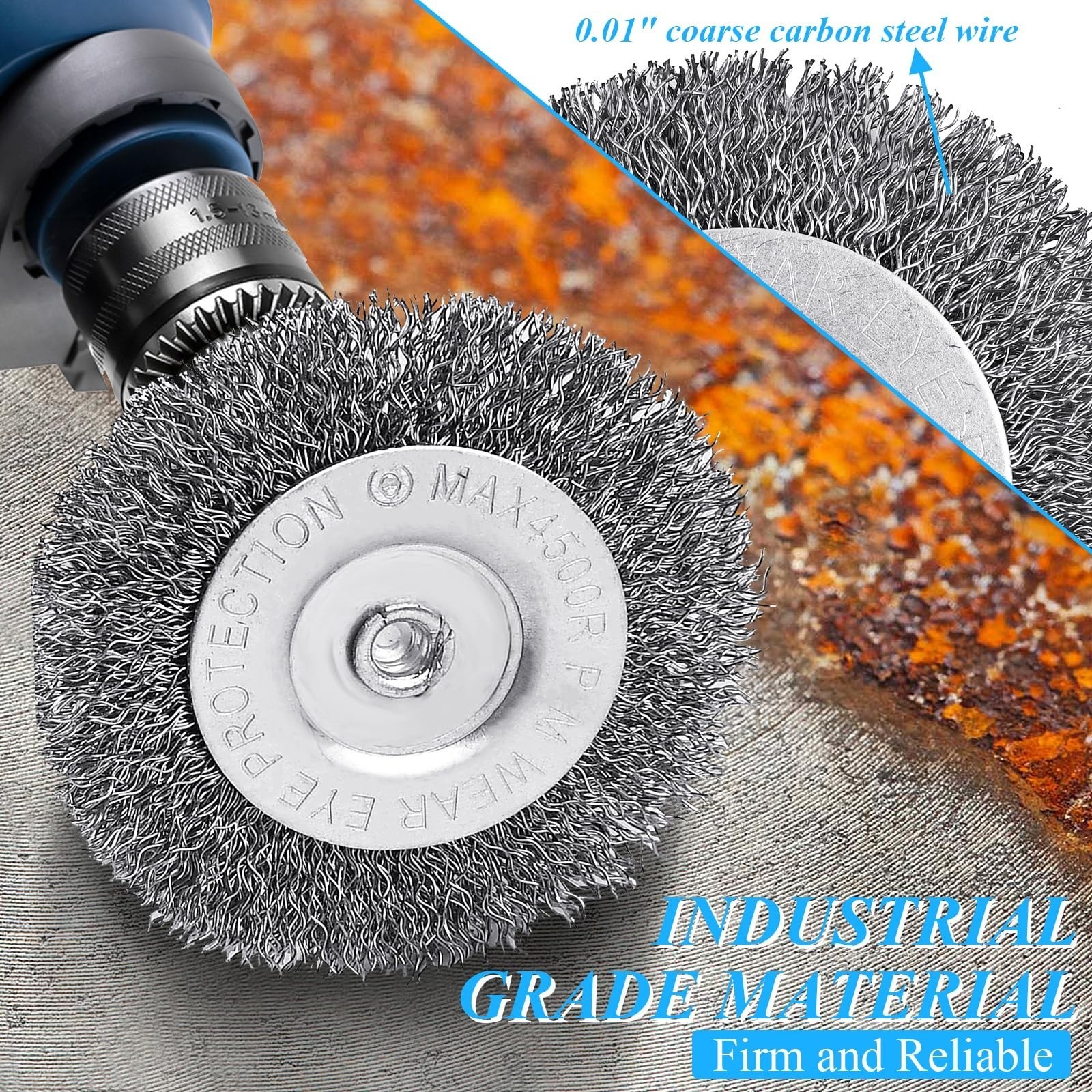 Supkiir 8 Pack 3″ Wire Wheel Brush for Drill, Coarse Carbon Steel