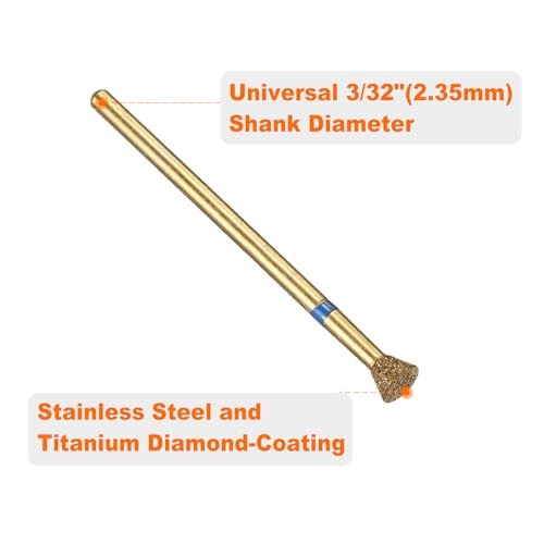 8pcs 120-140 Grits Diamond Grinding Bit 4mm Inverted Cone Head 4x3mm Blue