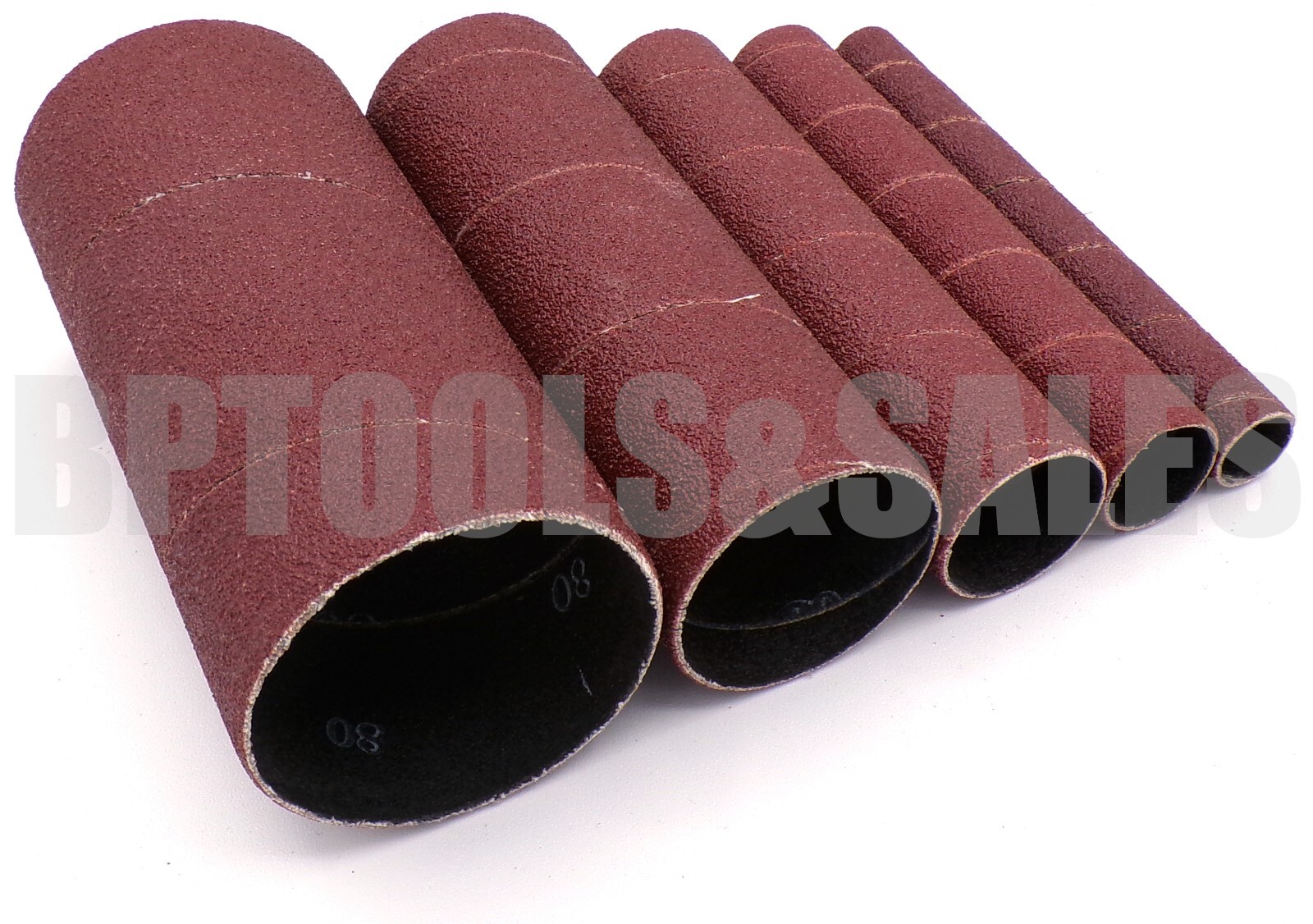 5pc Sanding Drum Set 4-1/2″ Long Rubber Drum Paper 80 Grit Abrasive Sleeves