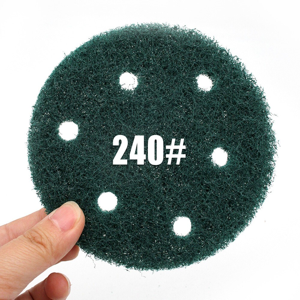 125mm 5 Hole/6 Hole Nylon Fibre Pads Hook & Loop Abrasive Cleaning Scouring Pad