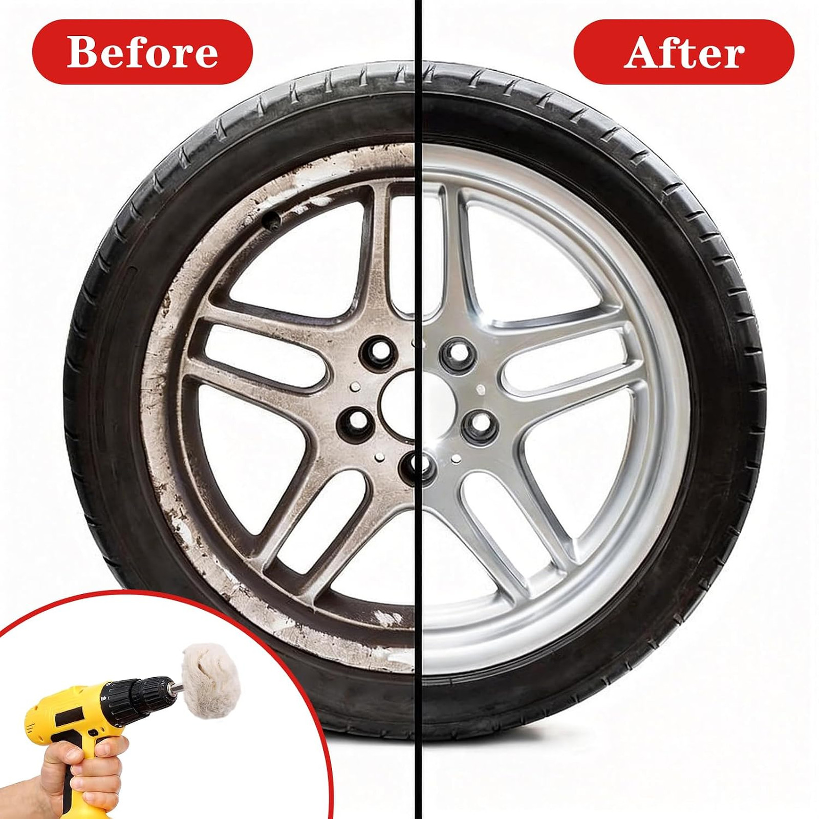 Buffing Wheel Kit, Polishing Pads for Drill, 10 Pieces, Metal Jewelry Glass