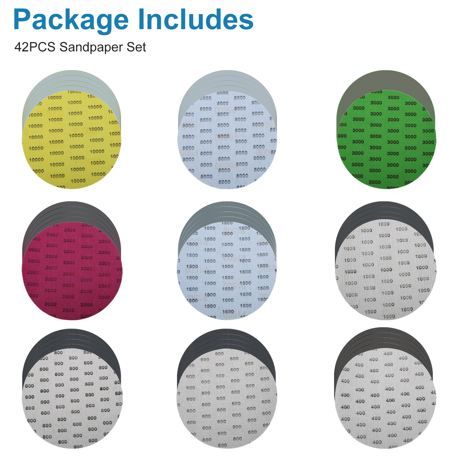 45X 6″ Sanding Discs 400-10000 Grit Hook Loop Wet Dry Sandpaper for Wood Metal