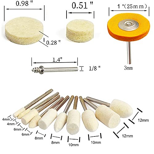 Dremel Polishing Accessories 78 Pcs Felt Wool Cotton Buffing Wheel