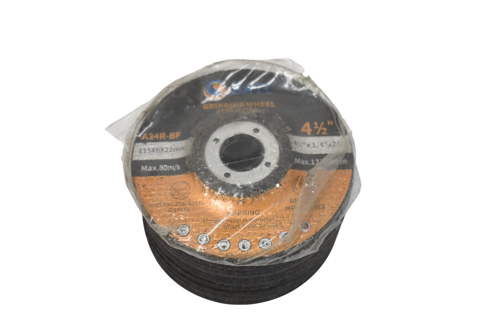 SATC A24R-BF Grinding Wheels 4-1/2 X 1/4 X 7/8 Metal Stainless Steel Lot Of 10