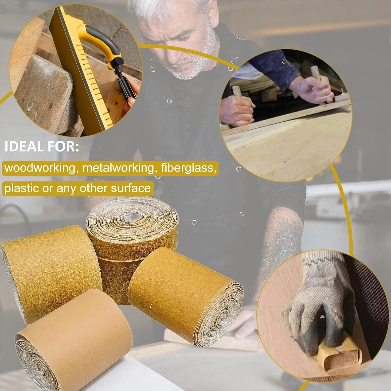 Sandpaper Roll 20 Yards Grit 80 120 220 320 Self Adhesive for Wood Auto Home