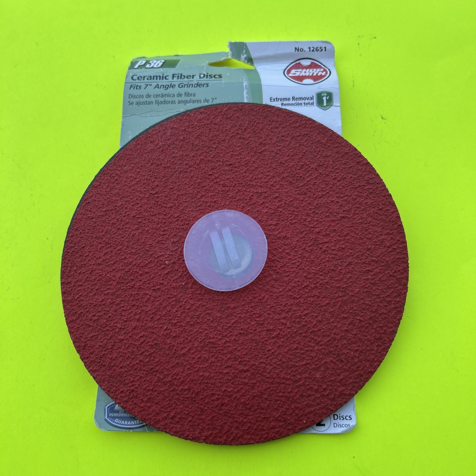 NOS Shop Smith 7″ Ceramic Fiber Discs 2 Pack -P36. Fits 7″ Angle Grinders