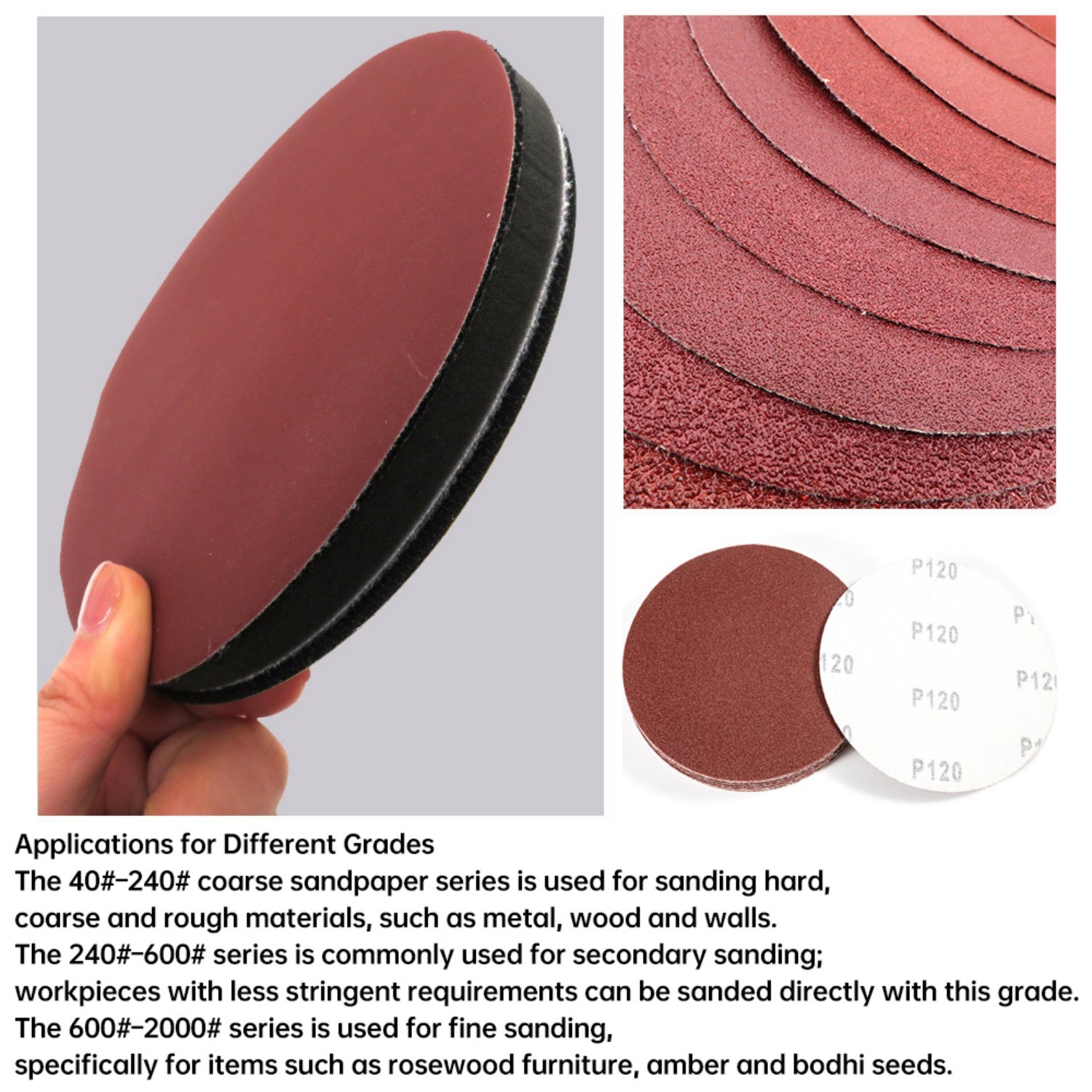 75-180mm / 3″-7″ Hook and Loop Sanding Discs Orbital Sandpaper Pads 40-2000 Grit