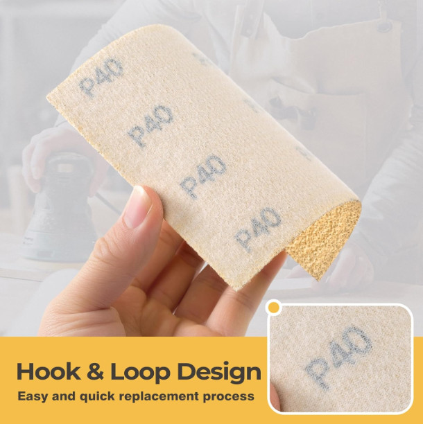 500 PCS Sandpaper 5.5×4.5 Inch 40 Grit Hook and Loop 1/4 Sheet for Wood Metal