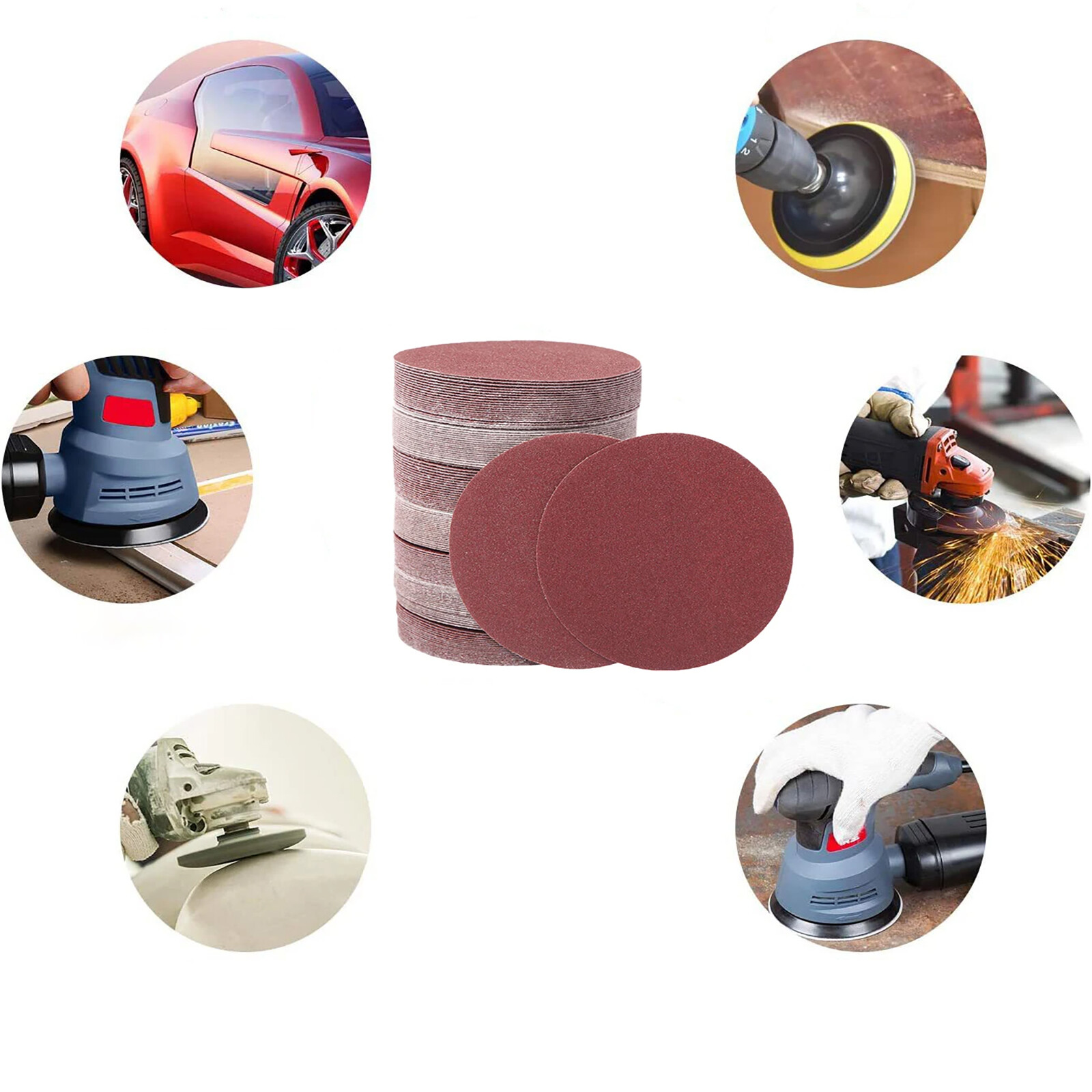 100mm Sanding Discs 4 inch Sander Pads Sandpaper 40 – 2000 grits Hook & Loop/Red