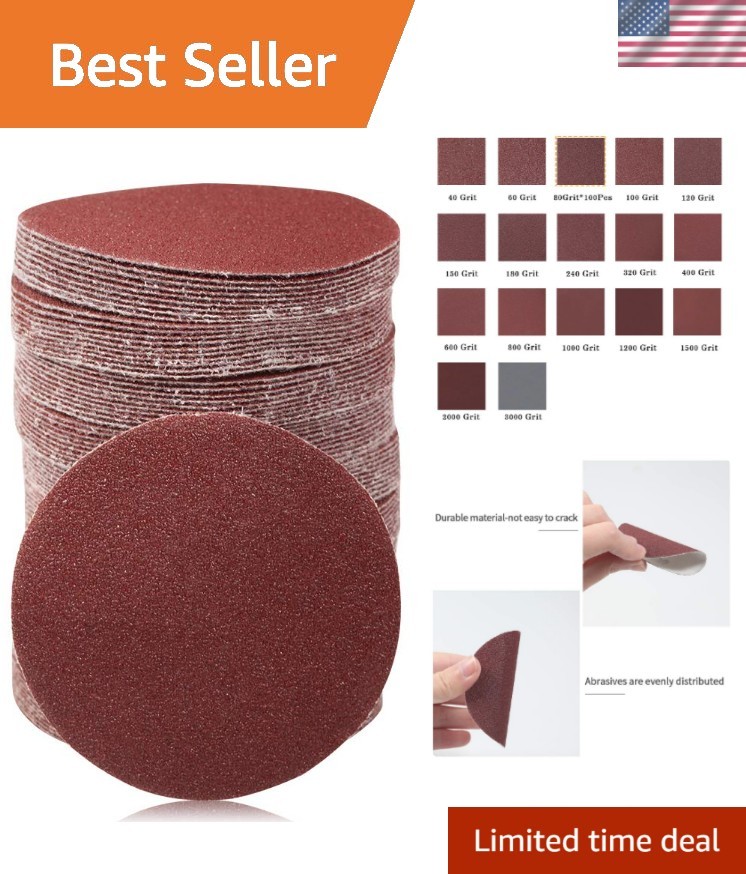 100pcs Sanding Discs 3 Inch Sandpaper 80 Grit Hook and Loop Sanding Discs for…