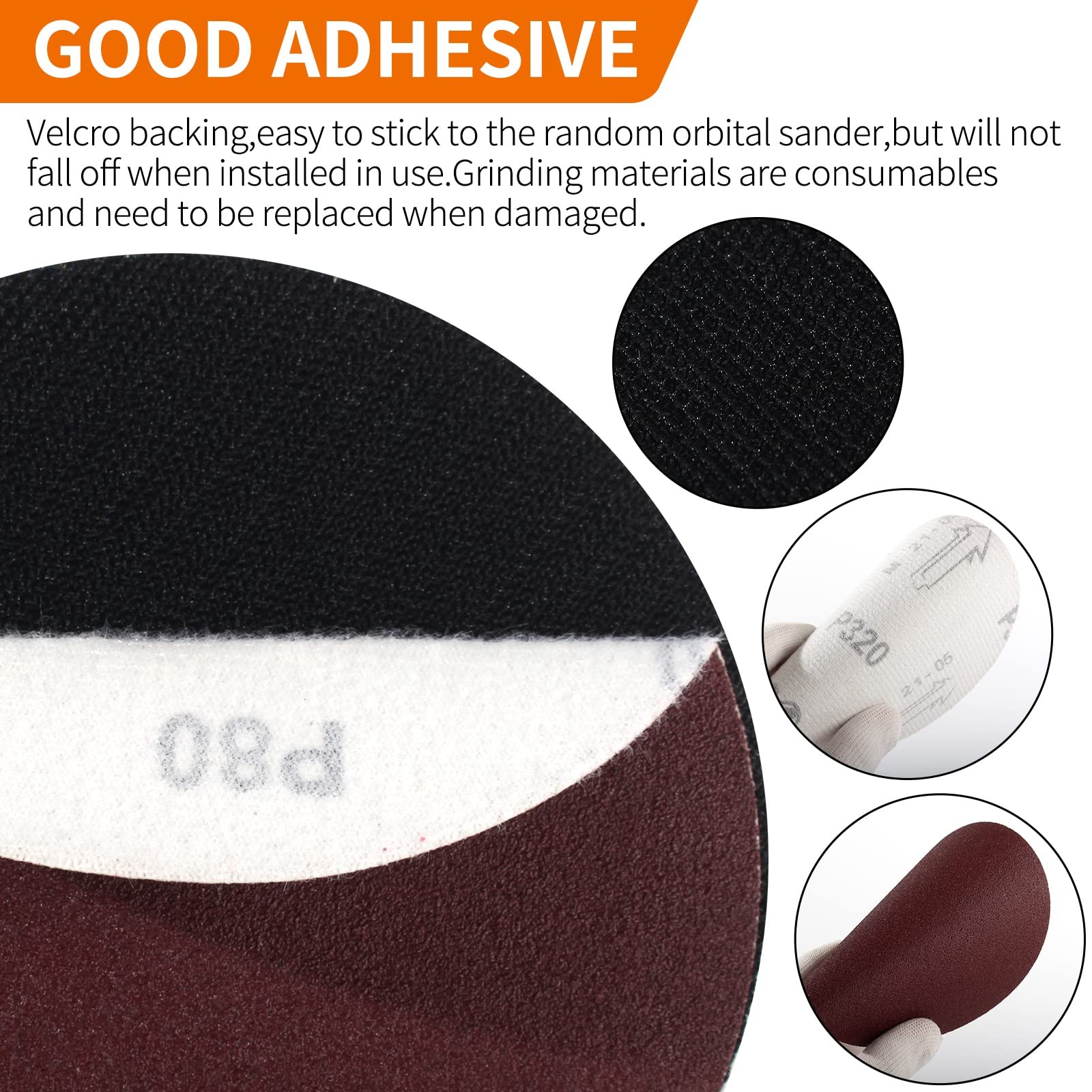 5 Inch Hook and Loop Backing Pad with 50PCS Sanding Discs, Angle Grinder Atta…