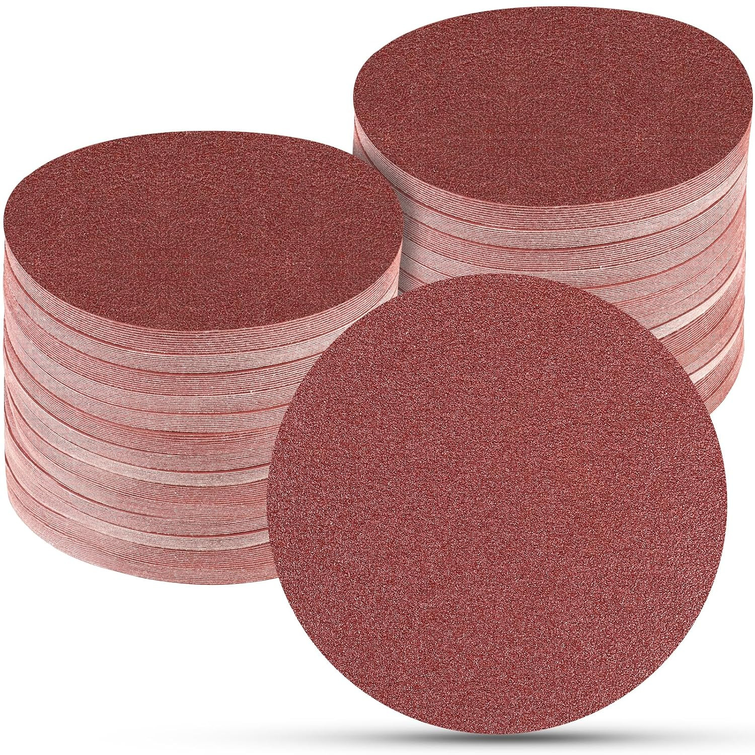 100 PCS 6 Inch No Hole Sanding Discs 40 Grit Hook and Loop Sandpaper, Round