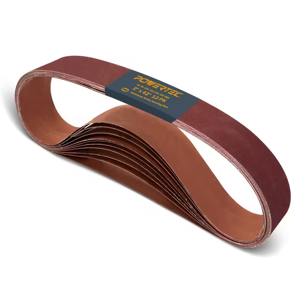 2 In. X 42 In. 60/80/120/150/240/400-Grit Aluminum Oxide Sanding Belt (12-Pack)