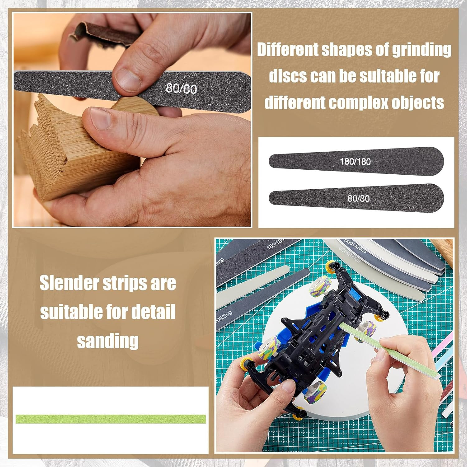 70 Pcs Sanding Stick Sets for Plastic Models, 30 Double-End Matchsticks, 10 Poli
