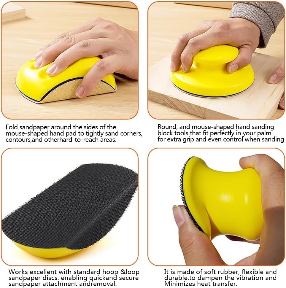 Sanding Blocks 5Pack Hook and Loop Sanding Block Round and Mouse Hand Sanding…