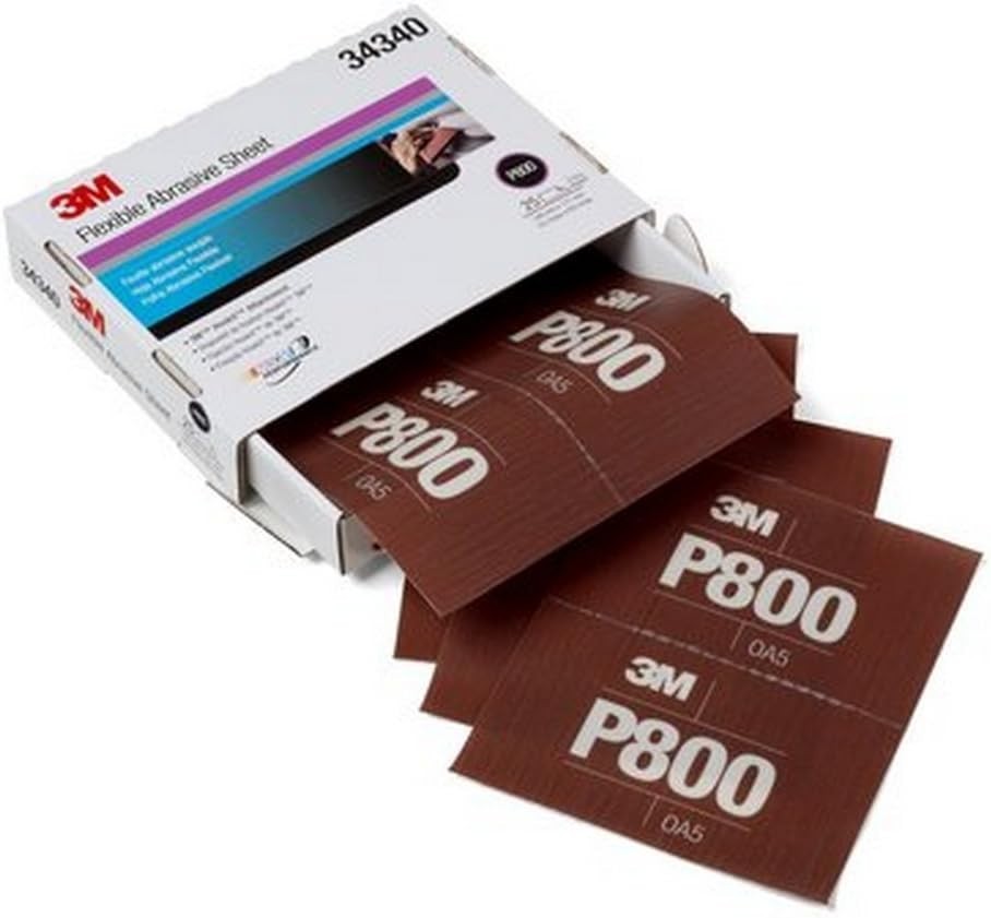 3M Hookit Flexible Abrasive Hand Sheet, 270J, 34340, P800, 5.5 in x 6.8 in | 25
