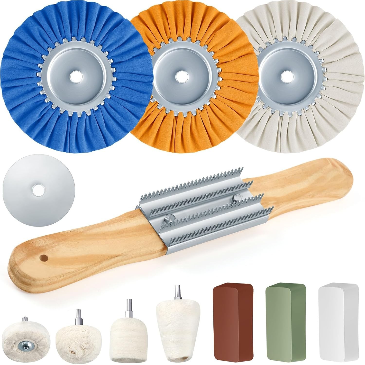 12 Pcs Airway Buffing Wheel Polishing Kit 8 Inch Aluminum Polishing Wheel