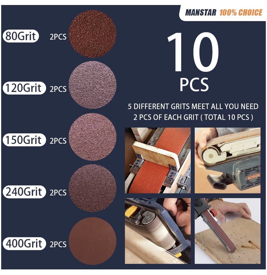 10 Pcs 6 x 48 Inch Assorted Aluminum Oxide Sanding Belt, 80/120/150/240/400 Grit