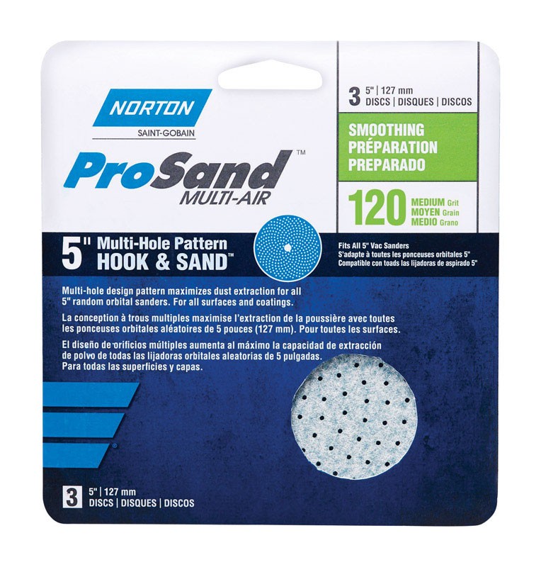 Norton 7660703230 120-Grit Ceramic Abrasive Hook & Loop Sandpaper Disc 5 in.
