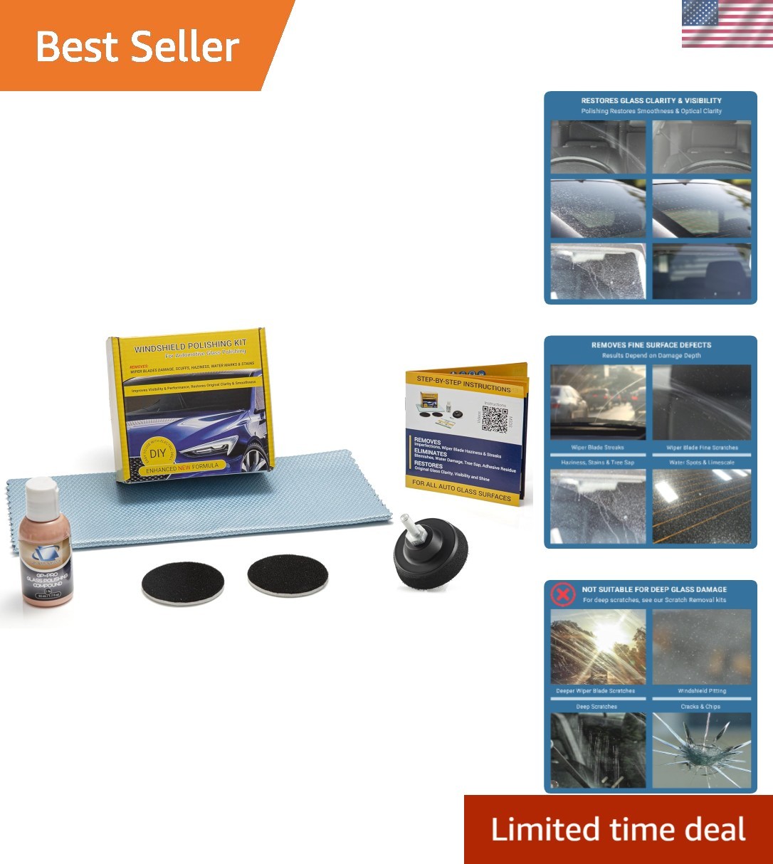 21003 DIY Windshield Polishing Kit for Electric Drills – Restore Clarity to W…