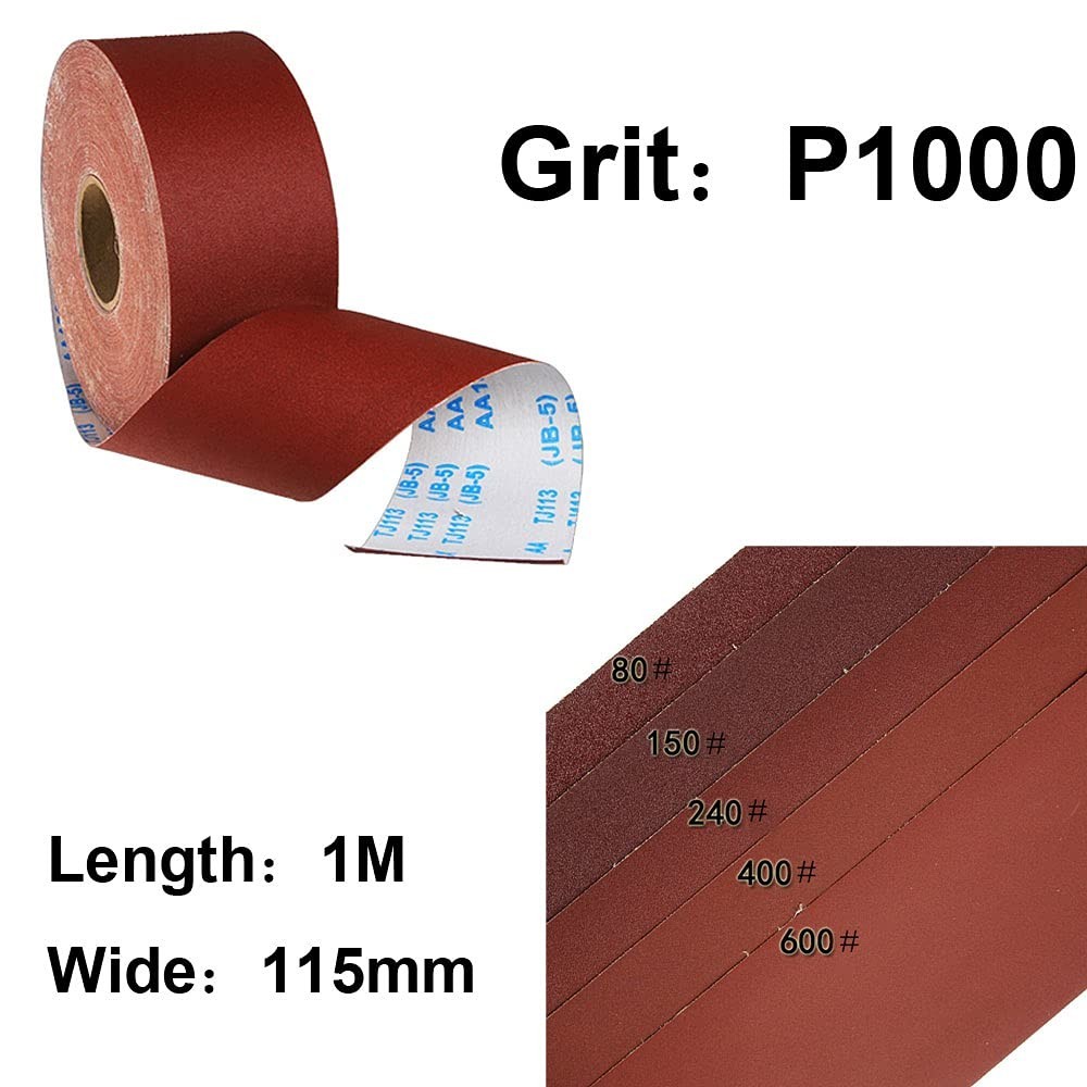 MiJunHD 1000 Grit Sandpaper Roll, 1 metre x 115 mm Aluminum Oxide Emery Cloth