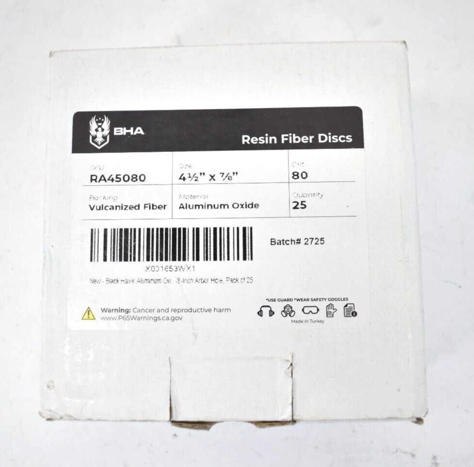 BHA Aluminum Oxide Resin Fiber Sanding & Grinding Discs 25 Pack 4.5″ 80 Grit
