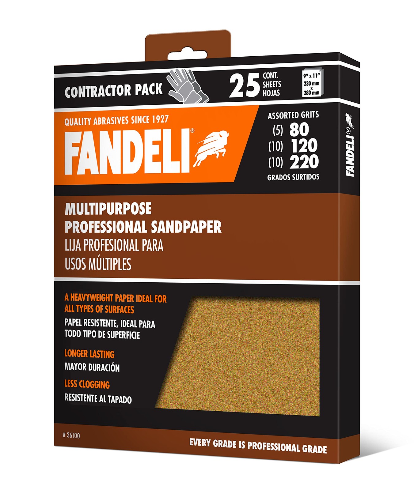 Multi-Purpose Sanding Paper Assorted Grits 80,120,220 25 Sheets 9” x 11”