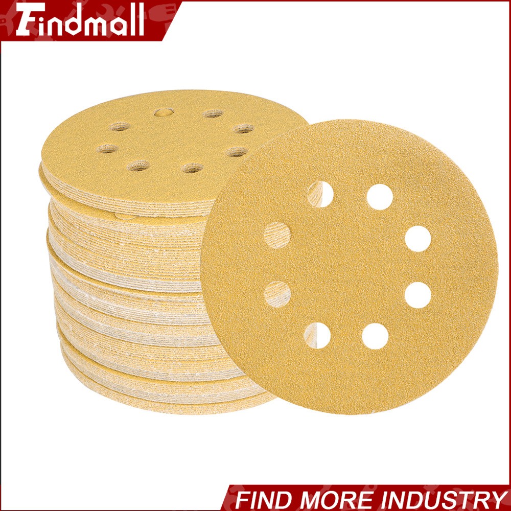Findmall 100 Pieces 100 Grit 5″ 8-Hole Hook-And-Loop Sanding Disc Sander Paper