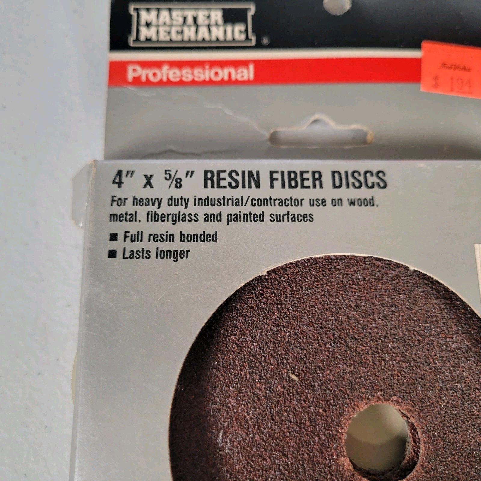Master Mechanic Professional 4″x5/8″ Resin Fiber Discs Coarse 50 Grit Vintage