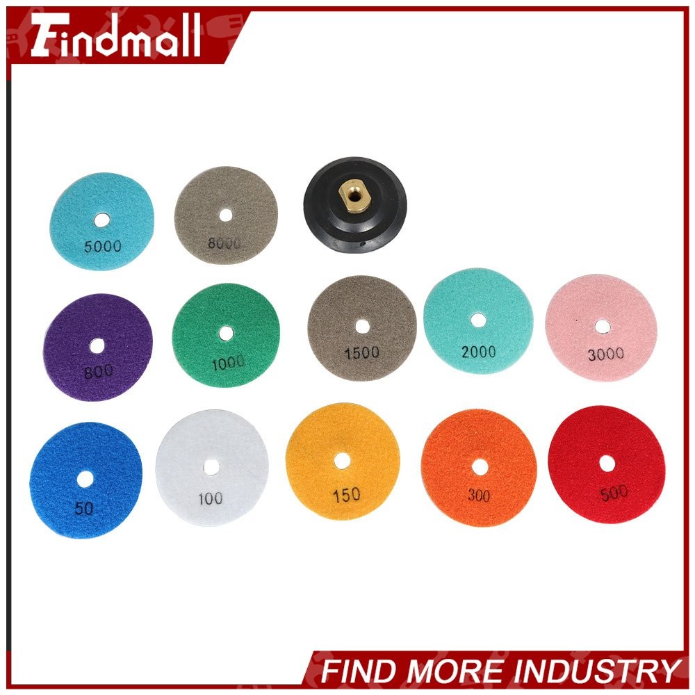 Findmall 13 Pack 4 Inch Diamond Polishing Pads With 5/8″ -11″ Backer Pads New