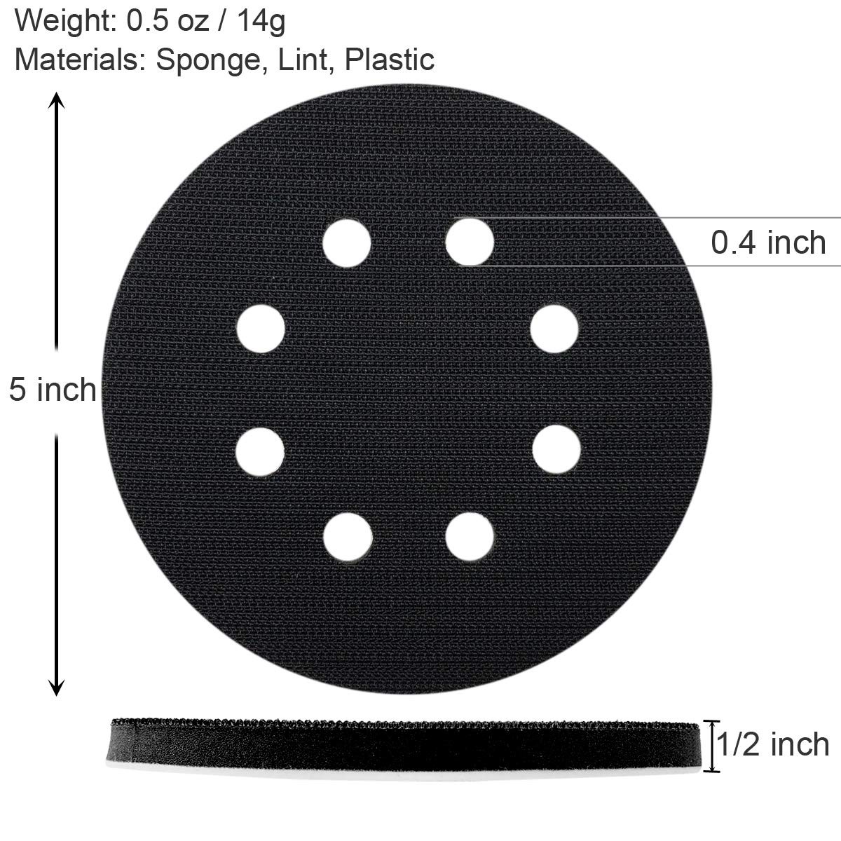2 Pack 5 Inch 8 Holes Sponge Cushion Buffer Orbital Sander Foam Backing Pad