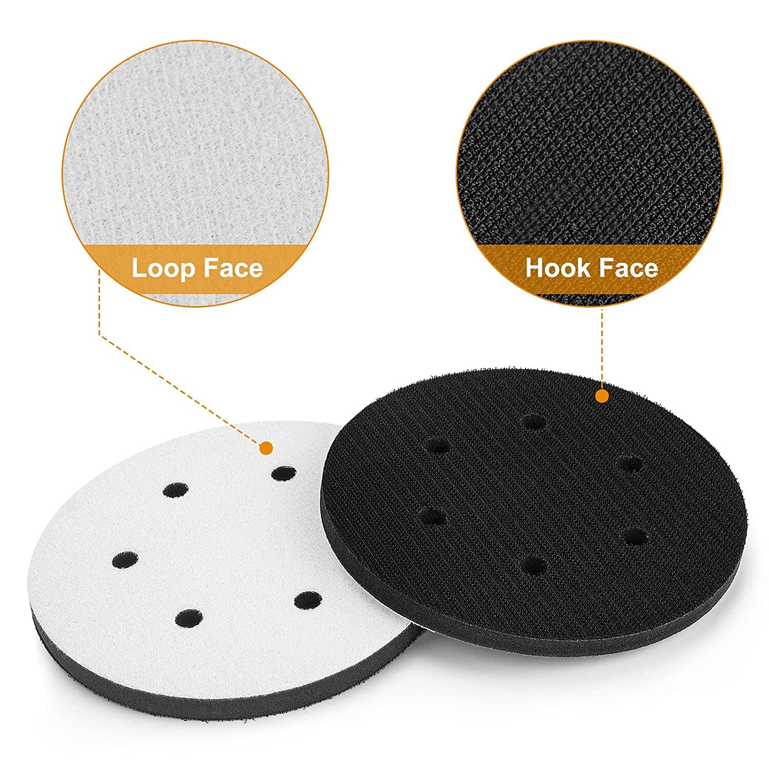 6In 8Hole Soft Density Interface Pad Hook Loop Sponge Cushion Buffer Backing Pad