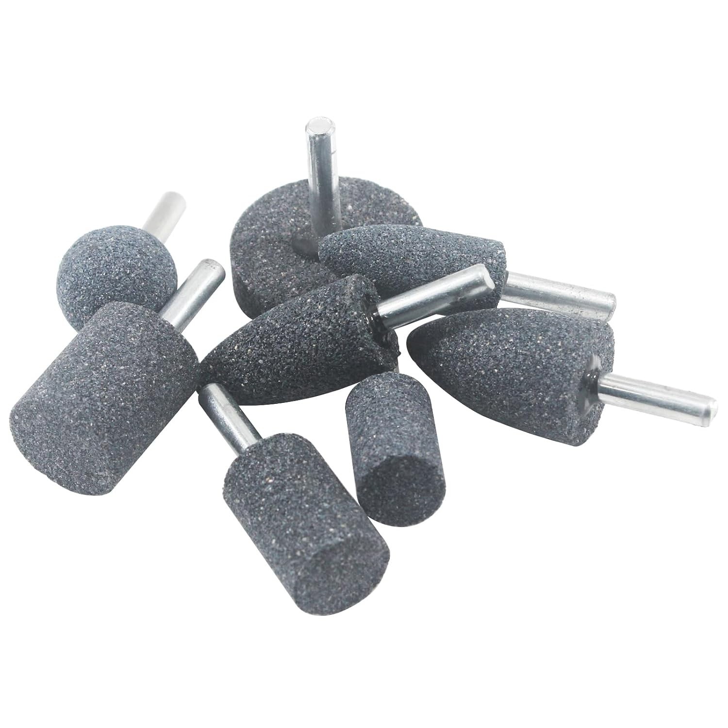8 Pcs Assorted Drill Grinding Stones 1/4 Inch Shank Various Shape Aluminum Oxide