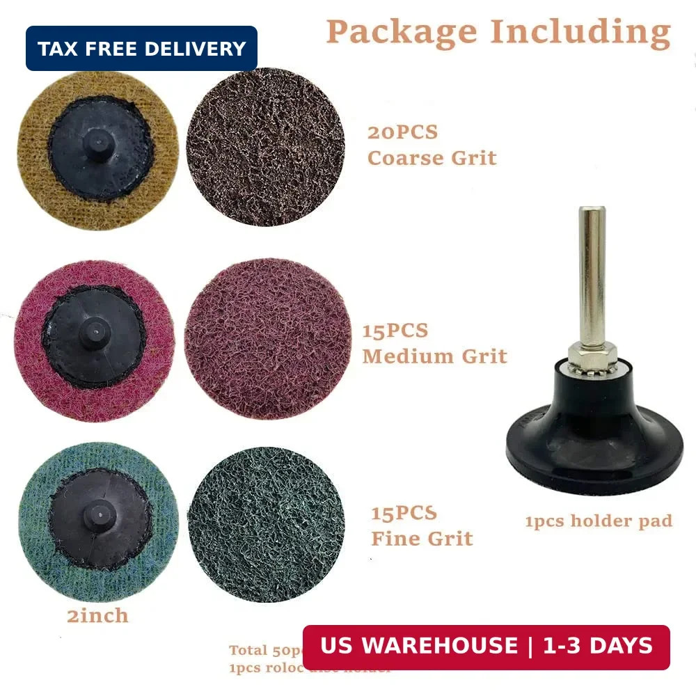 50Pcs 2 inch Quick Change Sanding Discs, Nylon Surface Conditioning Discs, 1/4″