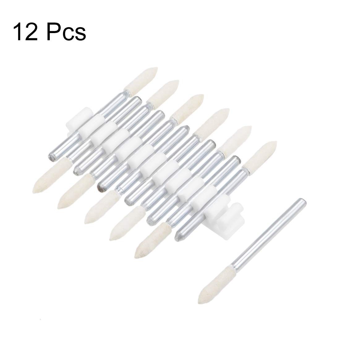 uxcell 3mm Wool Felt Mounted Points Tapered Polishing Bits Burrs Buffing Whee…