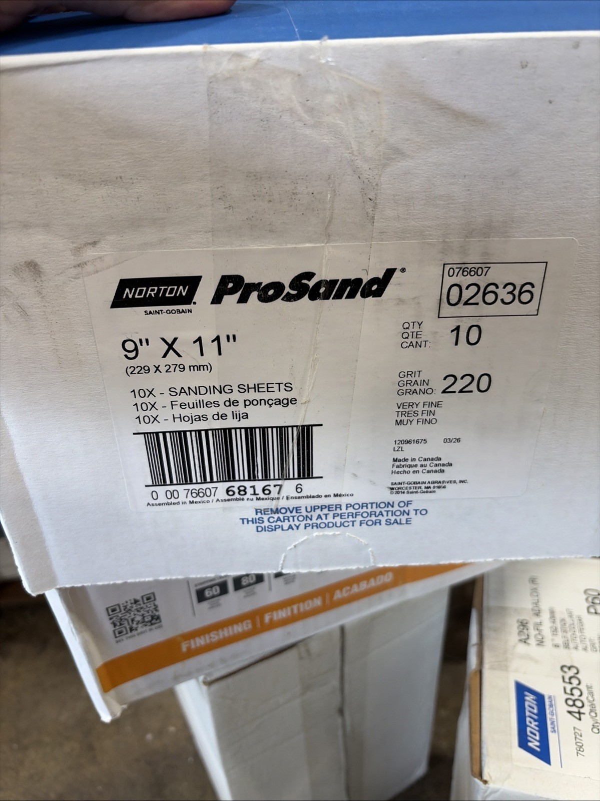 CASE PACK Norton ProSand Finishing 180 Fine Grit 9″ x 11″ 200 Sheets